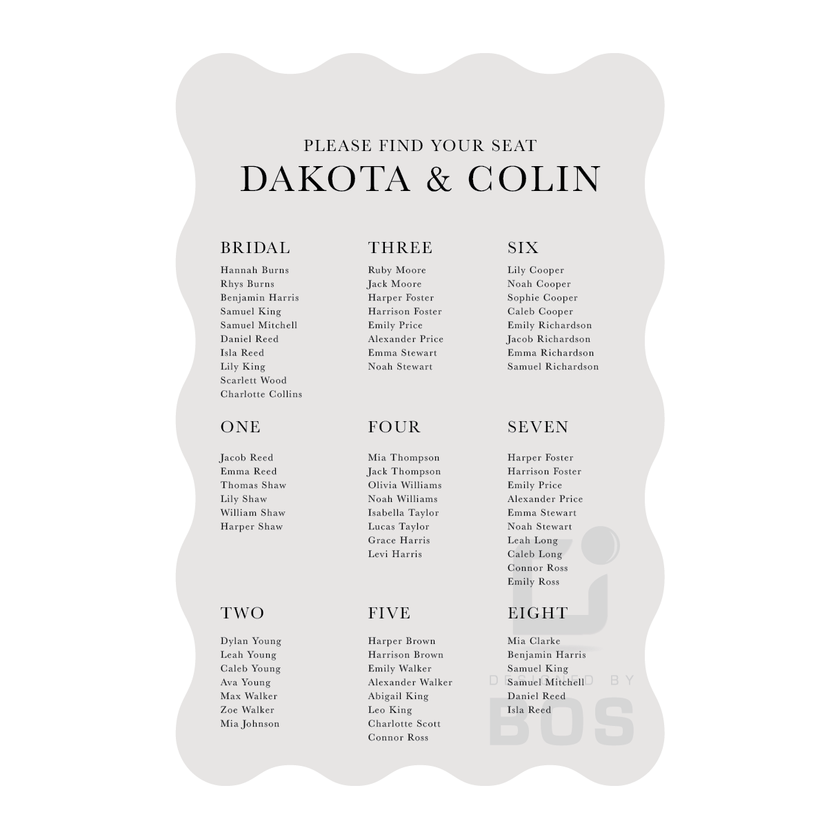 Dakota Seating Chart