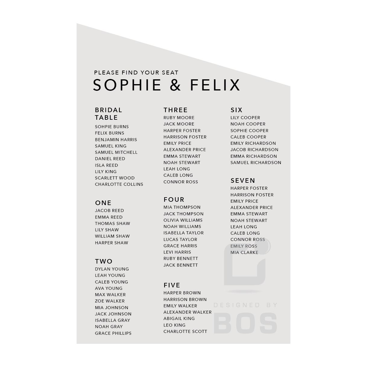 Sophie Seating Chart