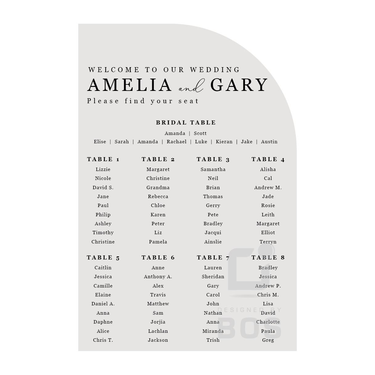 Amelia Seating Chart
