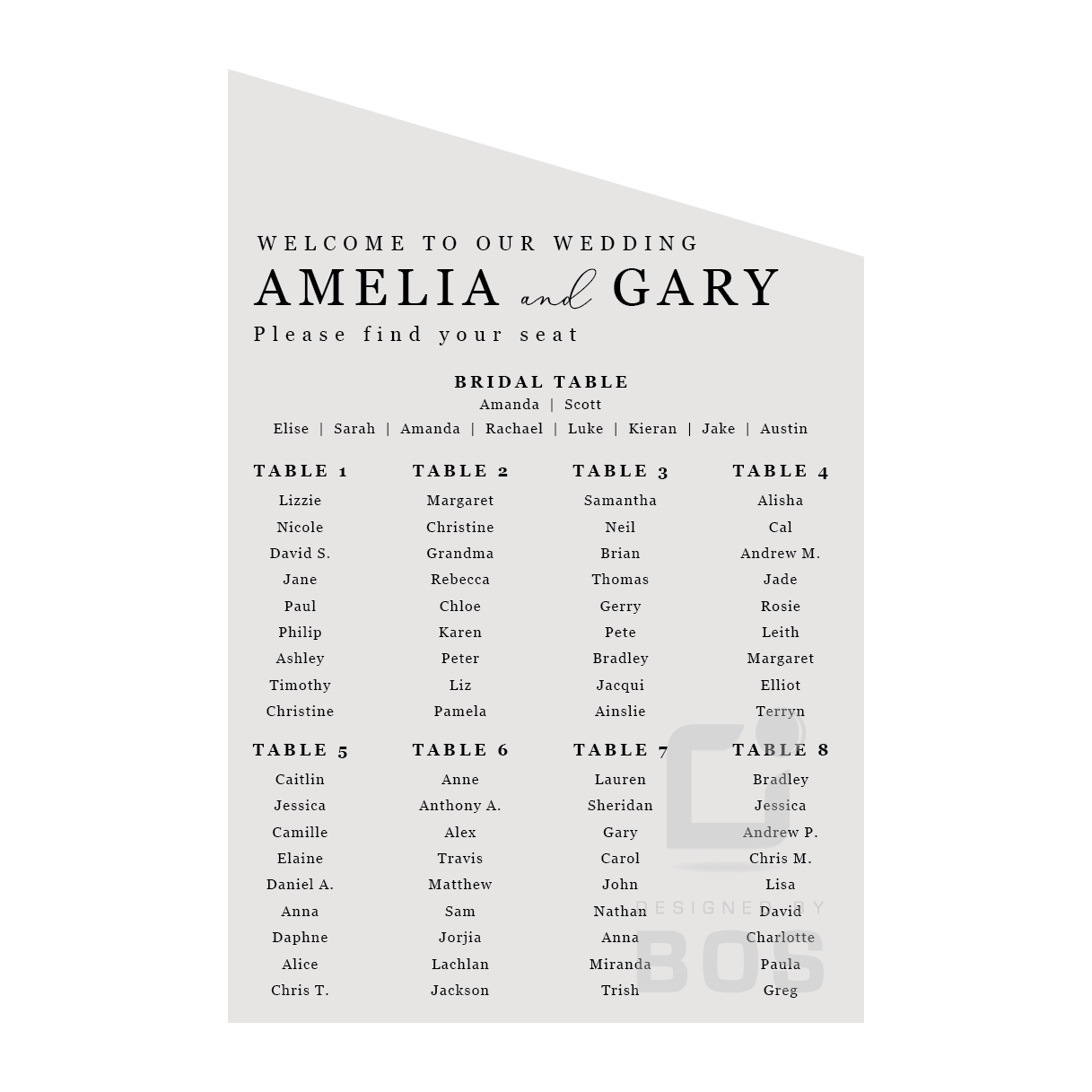 Amelia Seating Chart