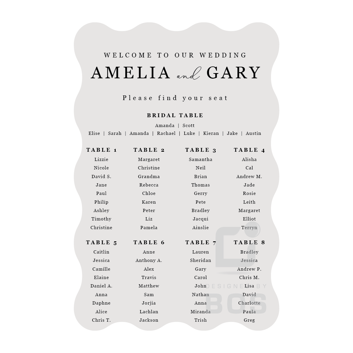 Amelia Seating Chart