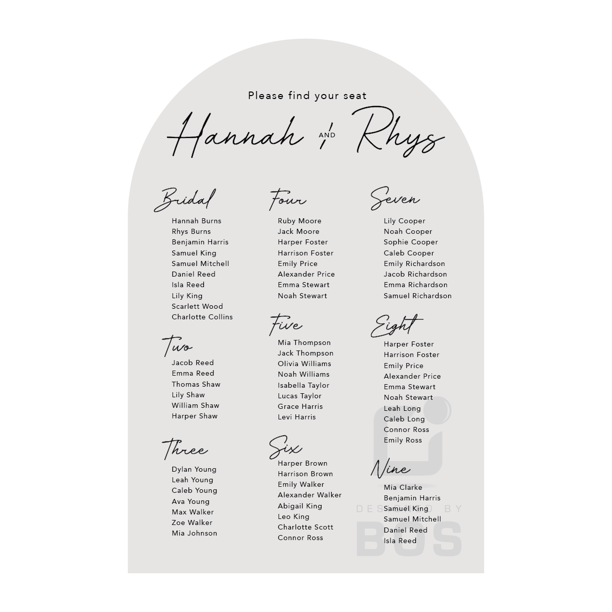 Hannah Seating Chart