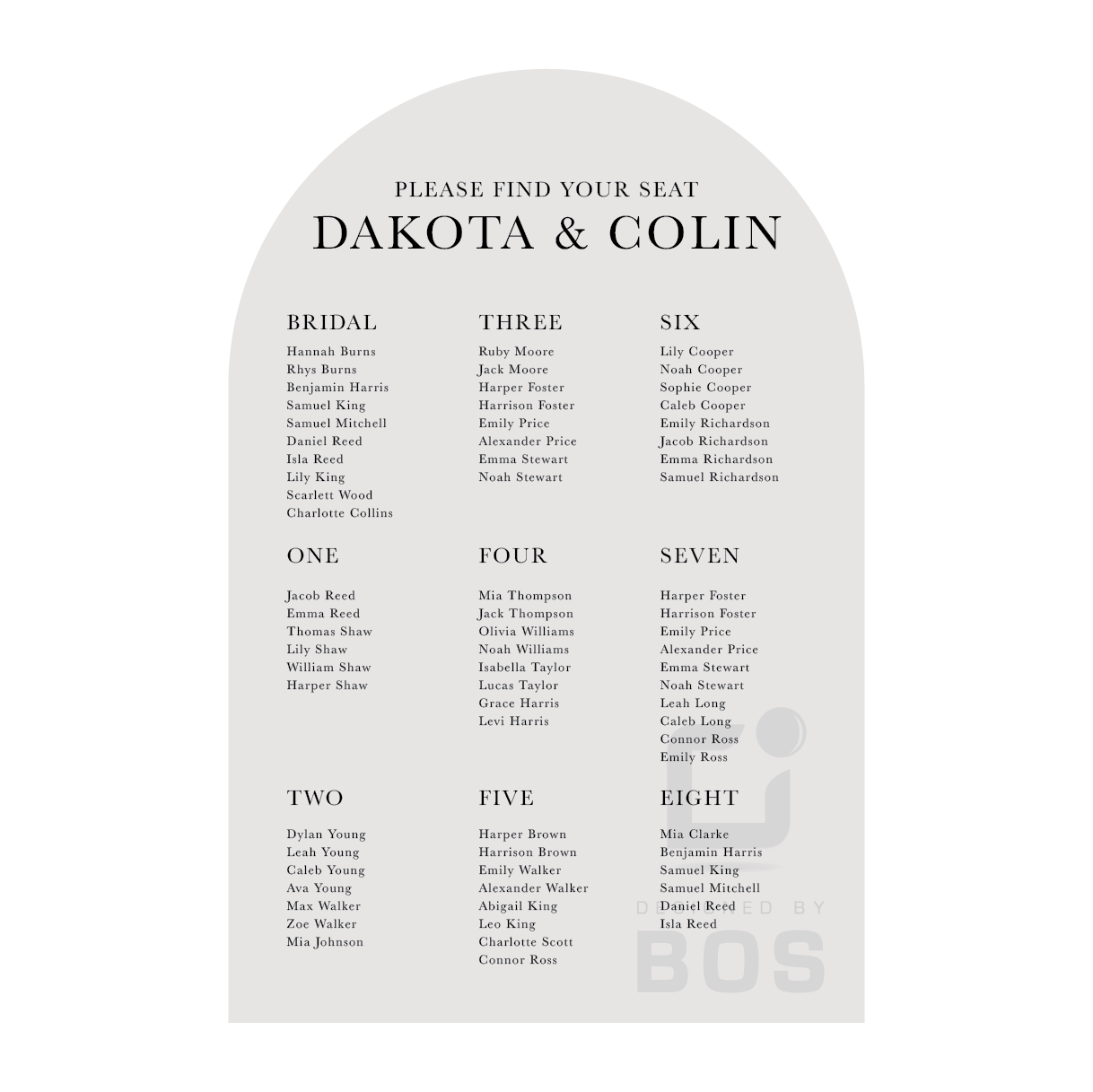 Dakota Seating Chart