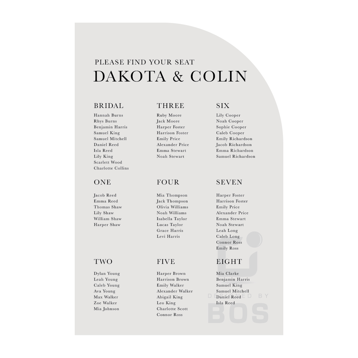Dakota Seating Chart