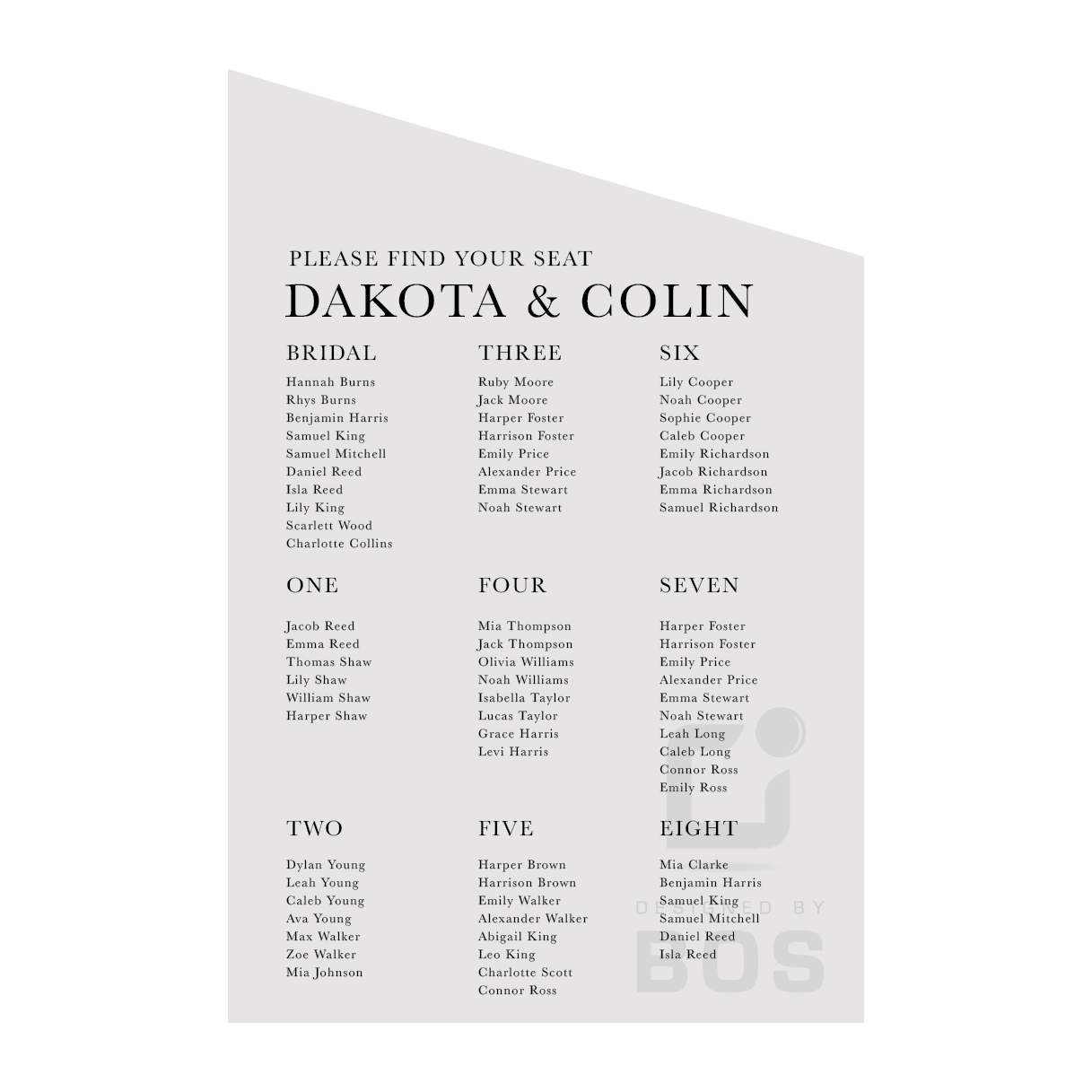 Dakota Seating Chart